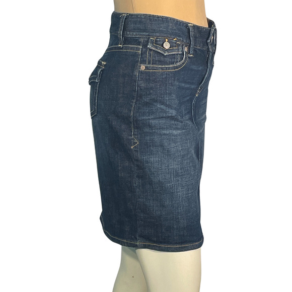 Old Navy Sz 2 Jeans Mini Skirt Low Waist 5 Pocket Stretch Denim Dark Wash New - Picture 3 of 9